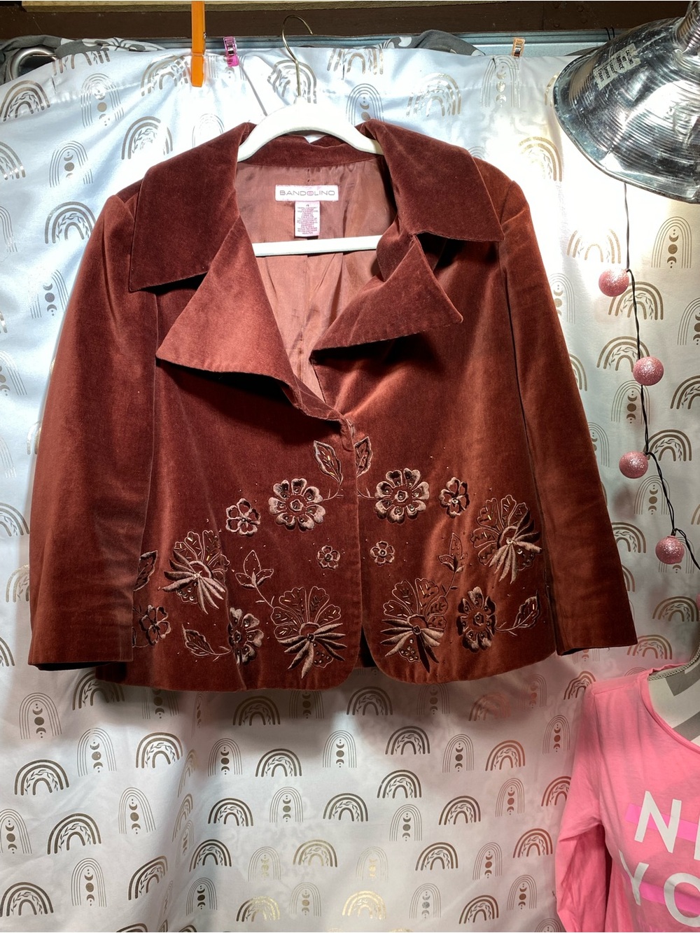 Bandolino Rust Brown Velvet Floral Blazer